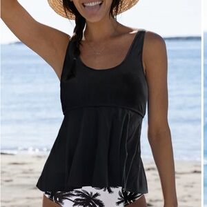 Beachside Black Ruffle Hem Tankini Top